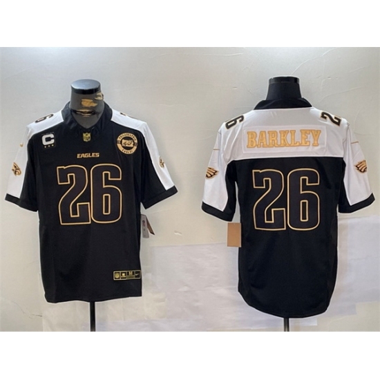 Men's Philadelphia Eagles #26 Saquon Barkley Black Gold 2024 New F U S E With 3 Star C Stitched Football Jersey - Ujersey