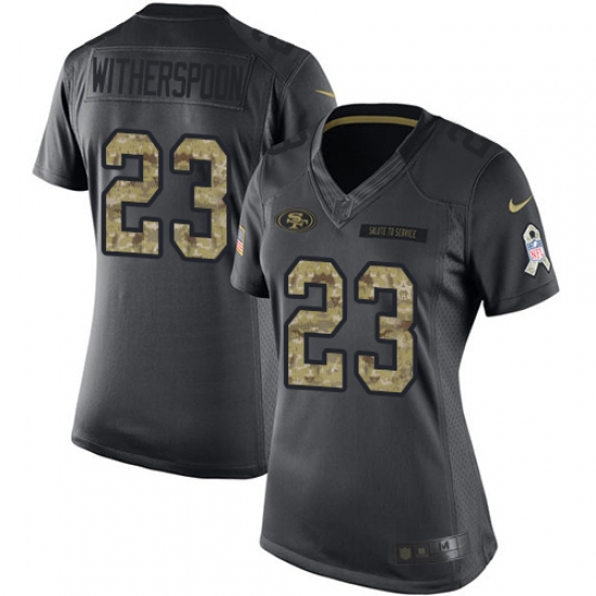 Women's Nike San Francisco 49ers #23 Ahkello Witherspoon Limited Black 2016 Salute to Service NFL Jersey - Ujersey