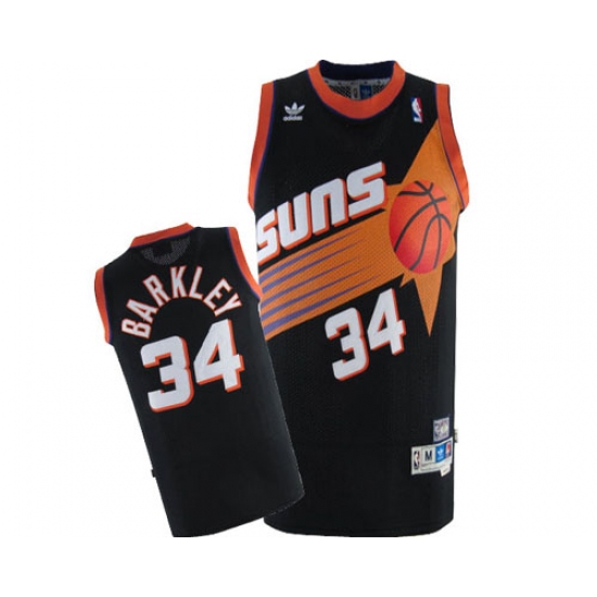 Men's Adidas Phoenix Suns #34 Charles Barkley Authentic Black Throwback NBA Jersey - Ujersey