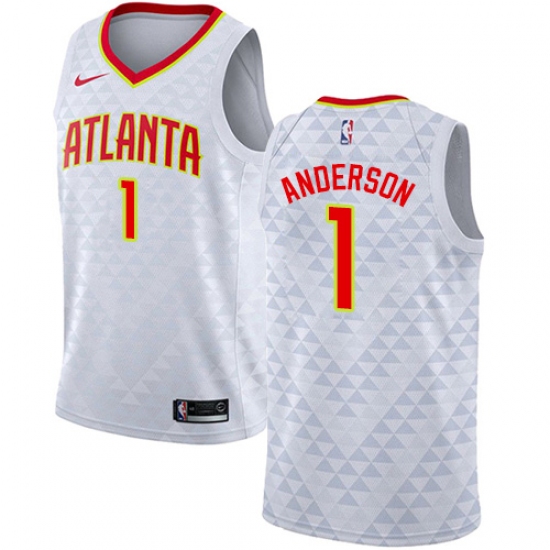 Men's Nike Atlanta Hawks #1 Justin Anderson Swingman White NBA Jersey - Association Edition - Ujersey