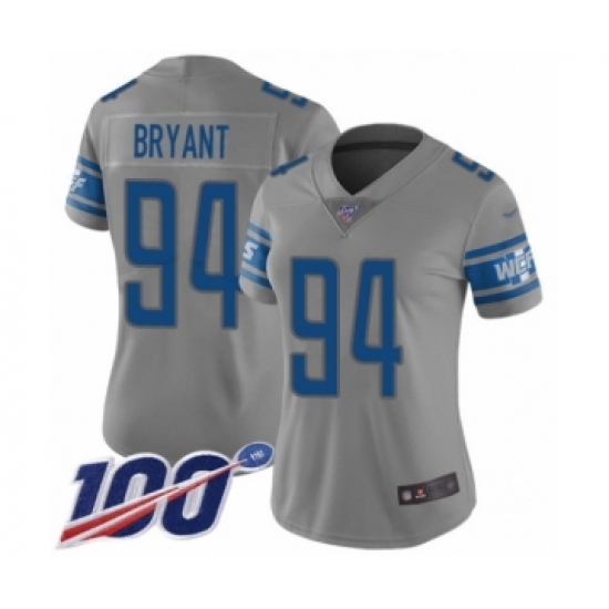 Women's Detroit Lions #94 Austin Bryant Limited Gray Inverted Legend 100th Season Football Jersey - Ujersey