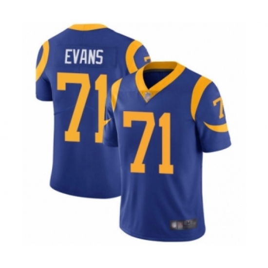 Youth Los Angeles Rams #71 Bobby Evans Royal Blue Alternate Vapor Untouchable Limited Player Football Jersey - Ujersey