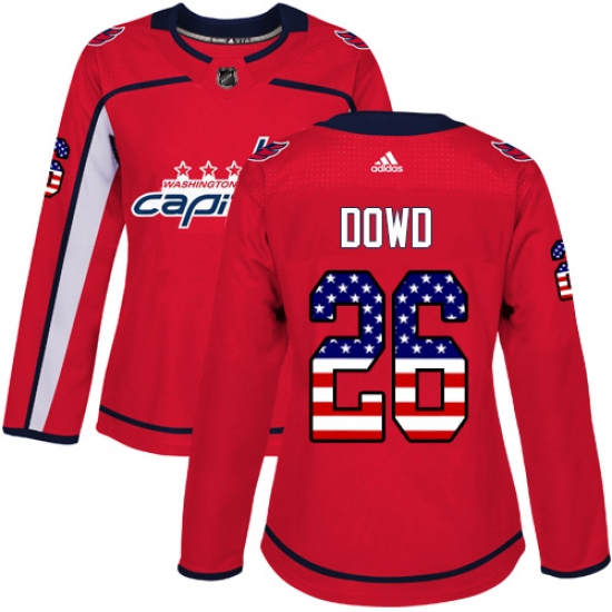 Women's Adidas Washington Capitals #26 Nic Dowd Authentic Red USA Flag Fashion NHL Jersey - Ujersey