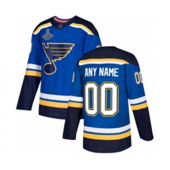 Men's St. Louis Blues Customized Authentic Royal Blue Home 2019 Stanley Cup Champions Hockey Jersey - Ujersey