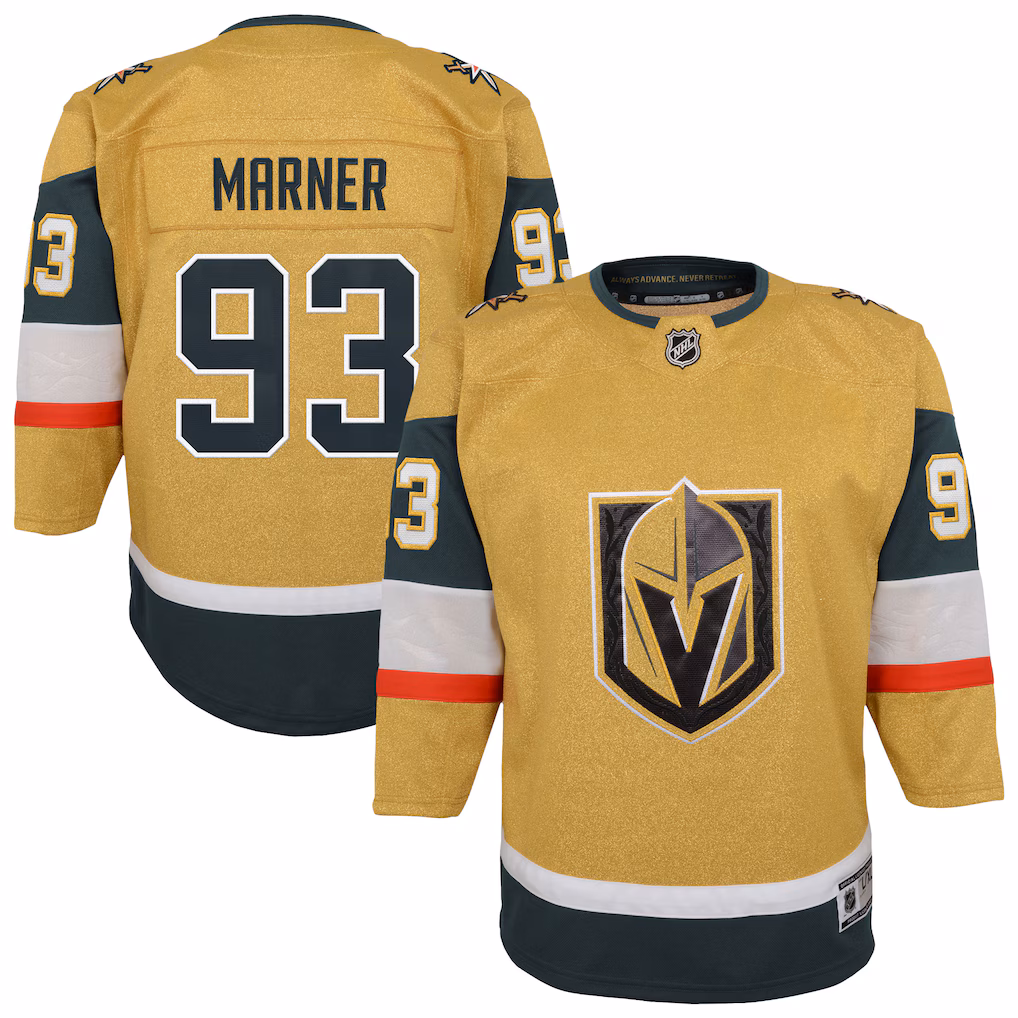 Youth Vegas Golden Knights Mitch Marner Outerstuff Gold Premier Player Jersey - SUjersey01