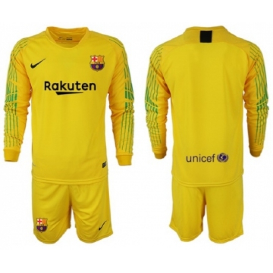 Barcelona Blank Yellow Goalkeeper Long Sleeves Soccer Club Jersey