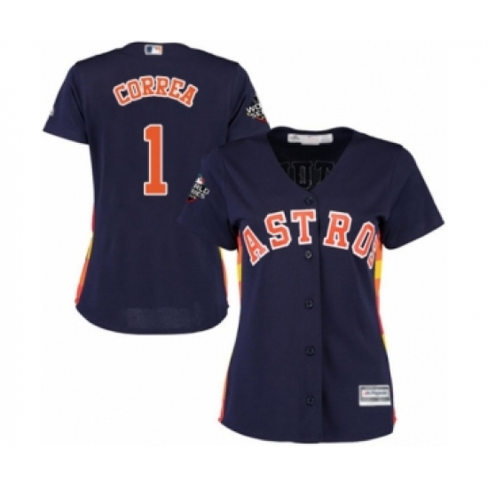 Women's Houston Astros #1 Carlos Correa Authentic Navy Blue Alternate Cool Base 2019 World Series Bound Baseball Jersey - Ujersey
