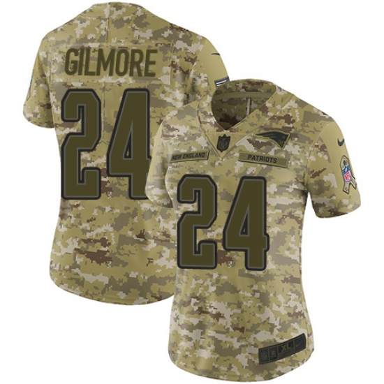 Women's Nike New England Patriots #24 Stephon Gilmore Limited Camo 2018 Salute to Service NFL Jersey - Ujersey