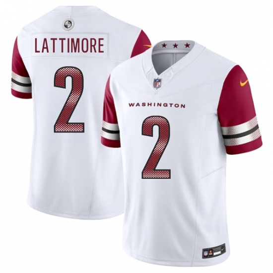 Men's Washington Commanders #2 Marshon Lattimore White 2025 F.U.S.E. Vapor Limited Football Stitched Jersey - Ujersey