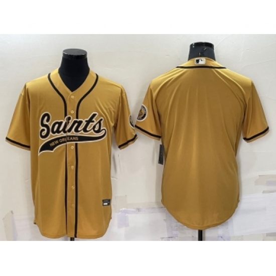 Men's New Orleans Saints Blank Gold Stitched Cool Base Nike Baseball Jersey - Ujersey