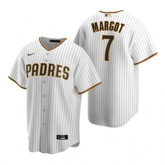 Men's Nike San Diego Padres #7 Manuel Margot White Brown Home Stitched Baseball Jersey - Ujersey