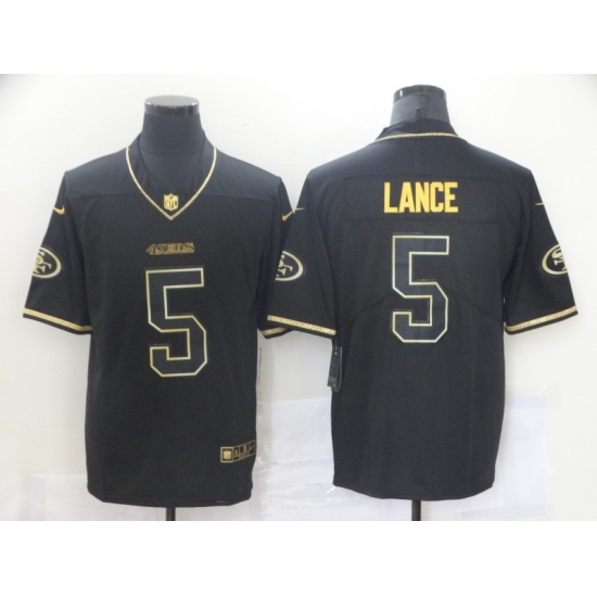 Men's San Francisco 49ers #5 Trey Lance Black Gold Nike Scarlet Player Limited Jersey - Ujersey