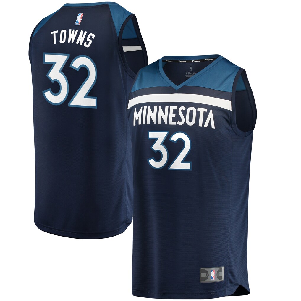 Men's Minnesota Timberwolves Karl-Anthony Towns Fanatics Navy Fast Break Replica Jersey - Icon Edition - Ujersey