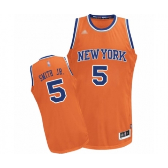 Women's New York Knicks #5 Dennis Smith Jr. Authentic Orange Alternate Basketball Jersey