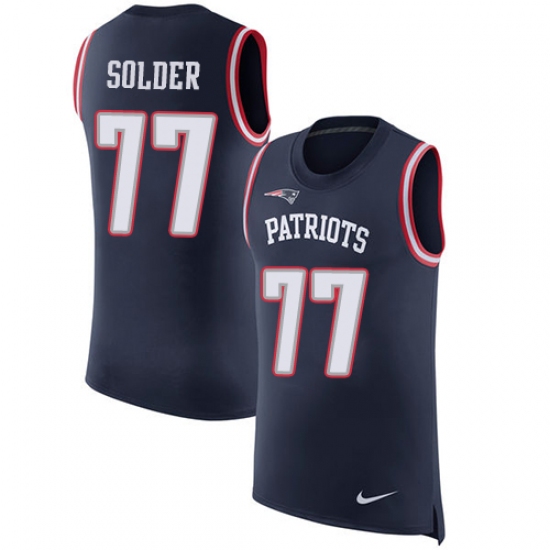 Men's Nike New England Patriots #77 Nate Solder Limited Navy Blue Rush Player Name & Number Tank Top NFL Jersey - Ujersey