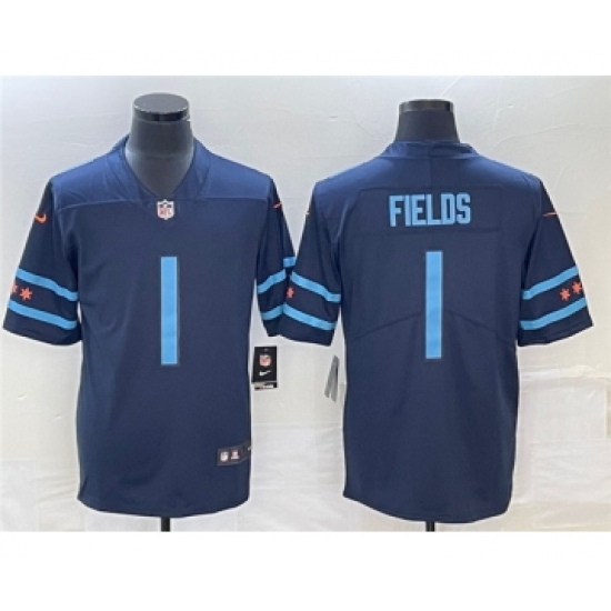 Men's Chicago Bears #1 Justin Fields Navy 2019 City Edition Limited Stitched Jersey - Ujersey
