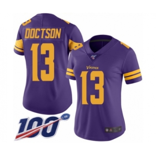 Women's Minnesota Vikings #13 Josh Doctson Limited Purple Rush Vapor Untouchable 100th Season Football Jersey - Ujersey
