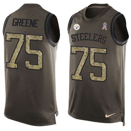 Men's Nike Pittsburgh Steelers #75 Joe Greene Limited Green Salute to Service Tank Top NFL Jersey - Ujersey