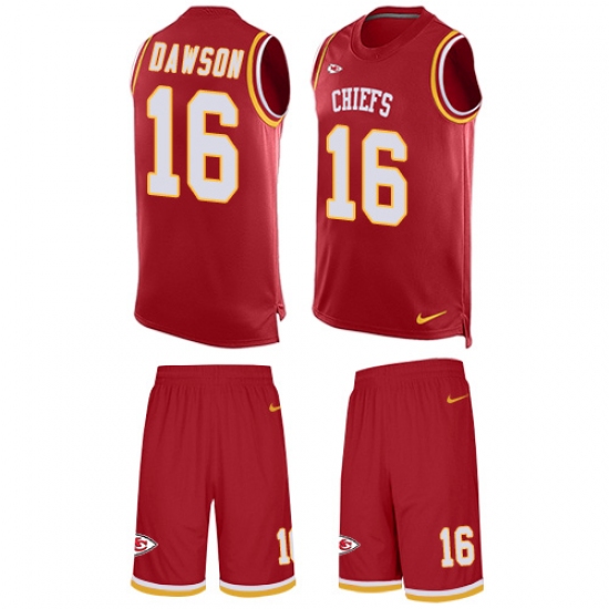 Men's Nike Kansas City Chiefs #16 Len Dawson Limited Red Tank Top Suit NFL Jersey - Ujersey
