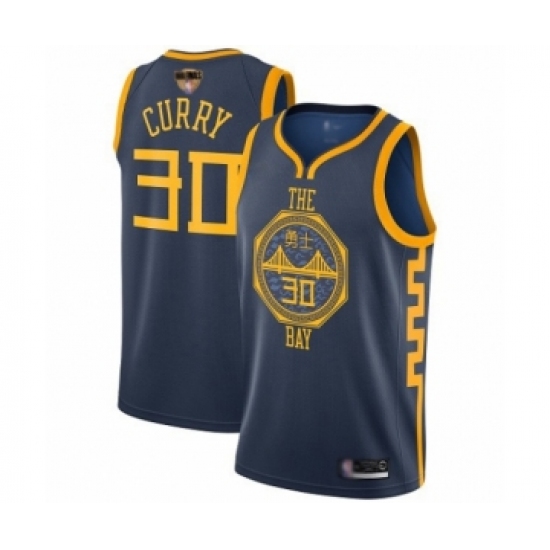 Youth Golden State Warriors #30 Stephen Curry Swingman Navy Blue Basketball 2019 Basketball Finals Bound Jersey - City Edition - Ujersey