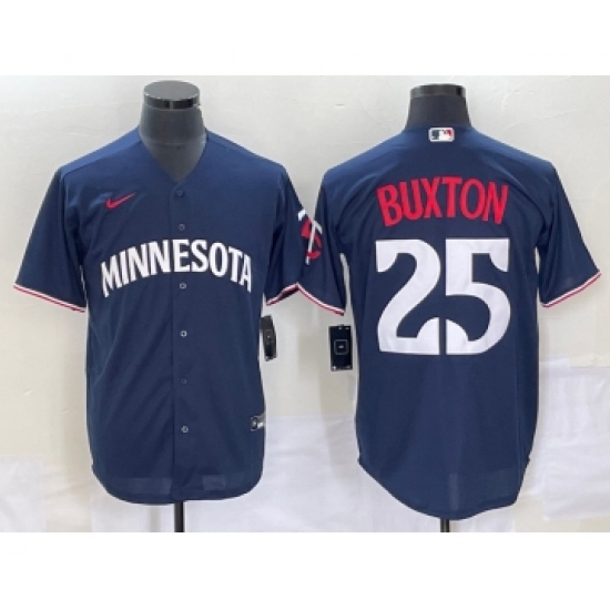 Men's Minnesota Twins #25 Byron Buxton 2023 Navy Blue Cool Base Stitched Jersey - Ujersey