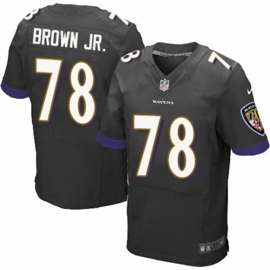 Men's Nike Baltimore Ravens #78 Orlando Brown Jr. Elite Black Alternate NFL Jersey - Ujersey