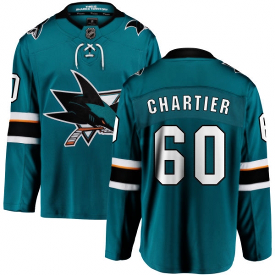 Youth San Jose Sharks #60 Rourke Chartier Fanatics Branded Teal Green Home Breakaway NHL Jersey - Ujersey