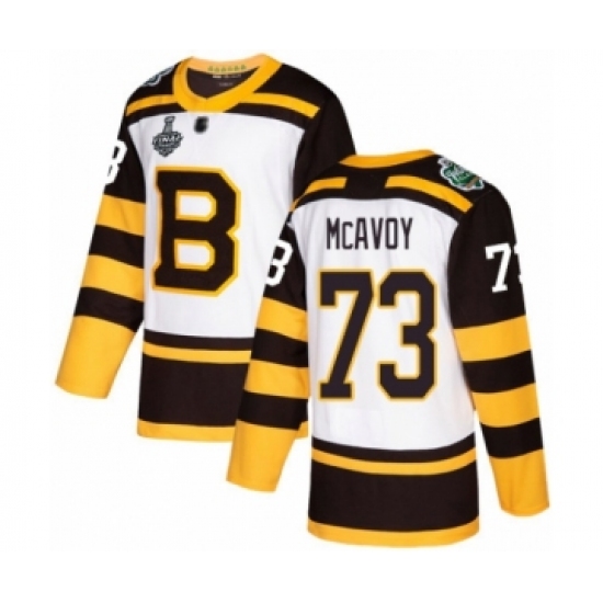 Men's Boston Bruins #73 Charlie McAvoy Authentic White Winter Classic 2019 Stanley Cup Final Bound Hockey Jersey - Ujersey