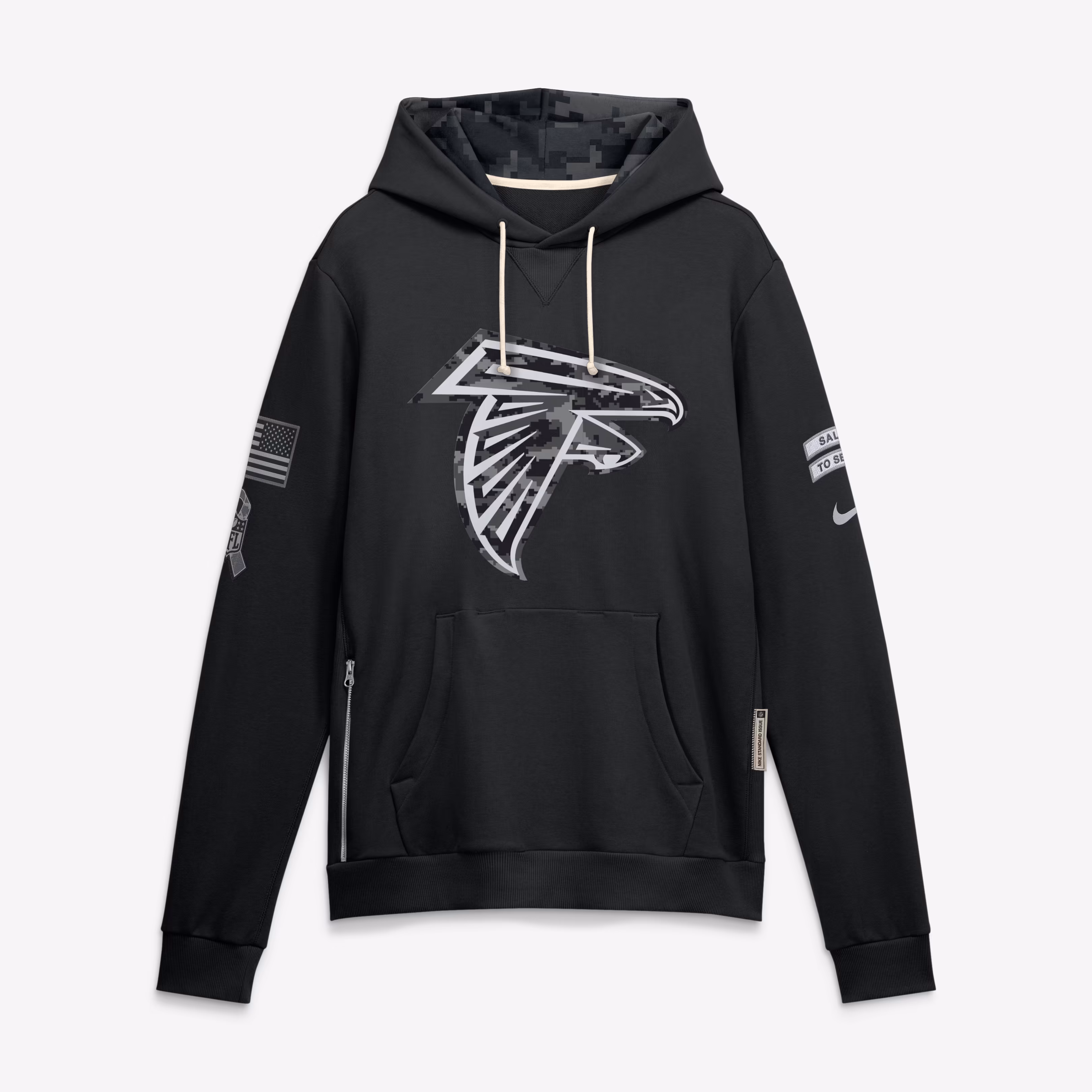 Men's Atlanta Falcons  Nike Black 2026 Salute to Service Sideline Dri-FIT Pullover Hoodie - Ujersey