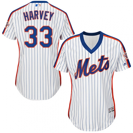 Women's Majestic New York Mets #33 Matt Harvey Authentic White Alternate Cool Base MLB Jersey - Ujersey