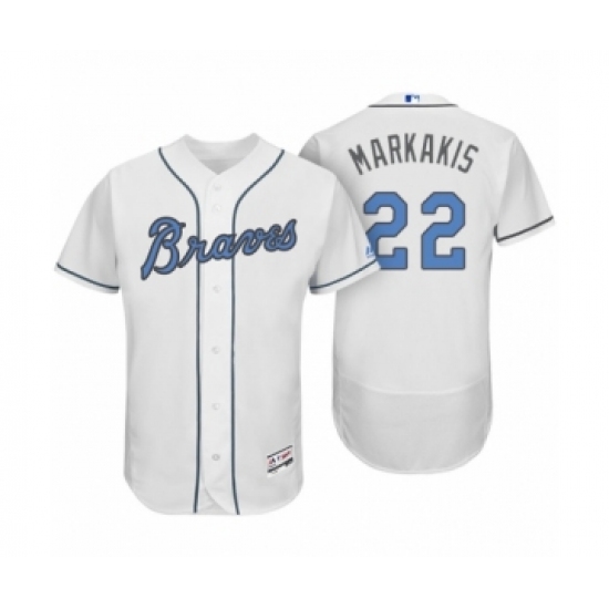 Men's Atlanta Braves #22 Nick Markakis White 2017 Fathers Day Flex Base Jersey - Ujersey