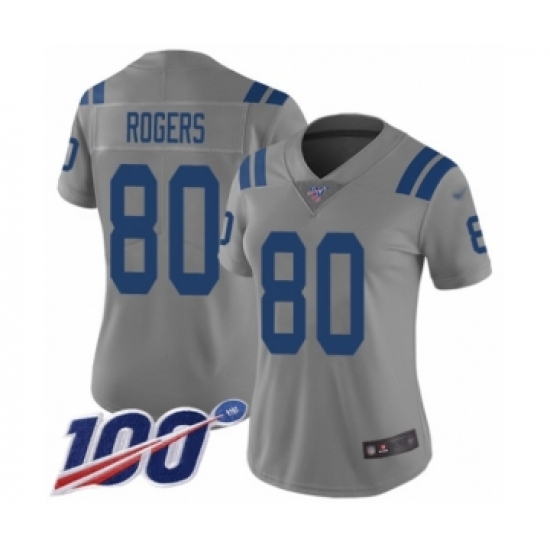 Women's Indianapolis Colts #80 Chester Rogers Limited Gray Inverted Legend 100th Season Football Jersey - Ujersey