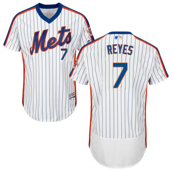 Men's Majestic New York Mets #7 Jose Reyes White/Royal Flexbase Authentic Collection MLB Jersey - Ujersey