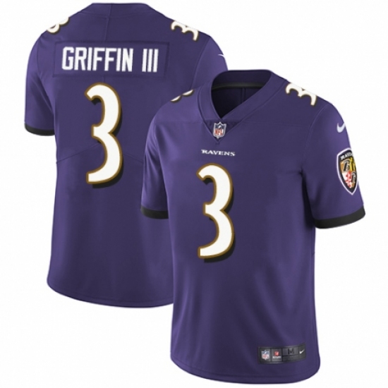 Youth Nike Baltimore Ravens #3 Robert Griffin III Purple Team Color Vapor Untouchable Limited Player NFL Jersey - Ujersey