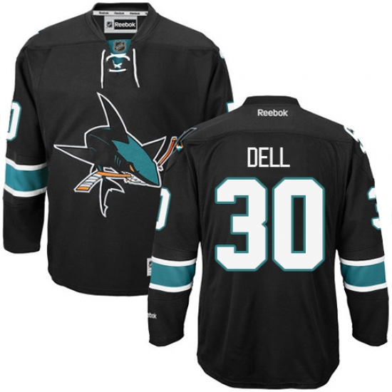 Men's Reebok San Jose Sharks #30 Aaron Dell Premier Black Third NHL Jersey - Ujersey