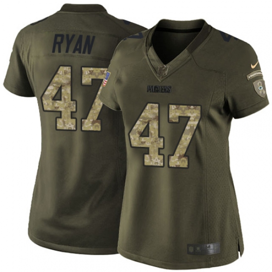 Women's Nike Green Bay Packers #47 Jake Ryan Elite Green Salute to Service NFL Jersey - Ujersey