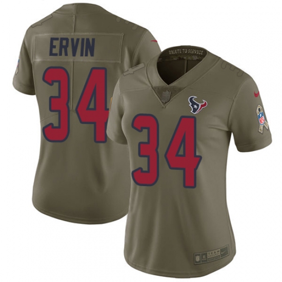 Women's Nike Houston Texans #34 Tyler Ervin Limited Olive 2017 Salute to Service NFL Jersey - Ujersey