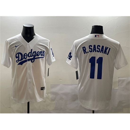 Men's Los Angeles Dodgers #11 Roki Sasaki White Cool Base Stitched Baseball Jersey - Ujersey