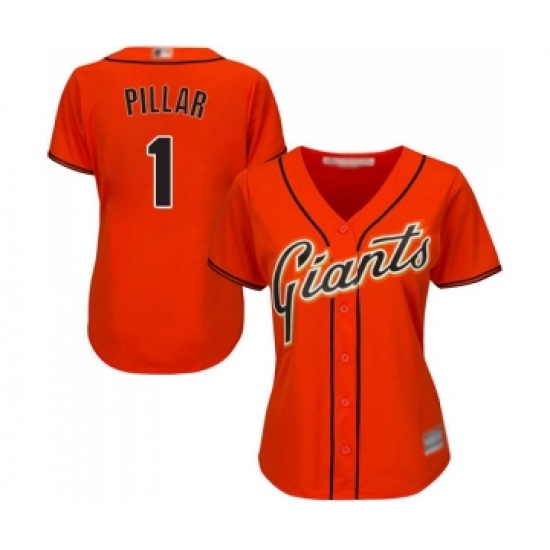 Women's San Francisco Giants #1 Kevin Pillar Replica Orange Alternate Cool Base Baseball Jersey - Ujersey