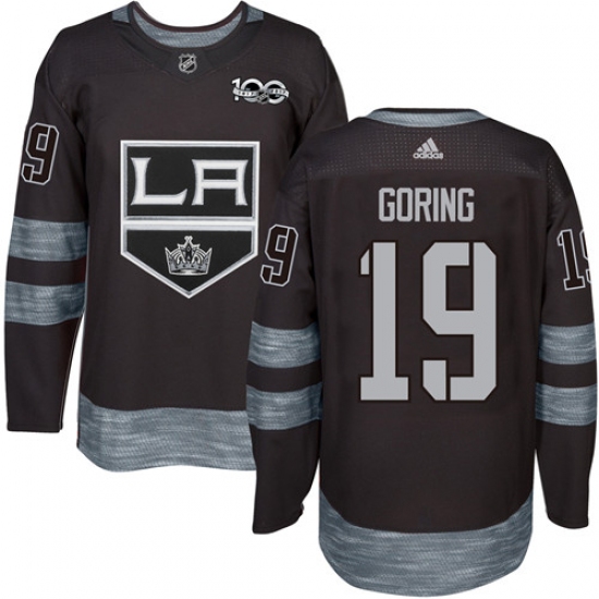 Men's Adidas Los Angeles Kings #19 Butch Goring Authentic Black 1917-2017 100th Anniversary NHL Jersey - Ujersey