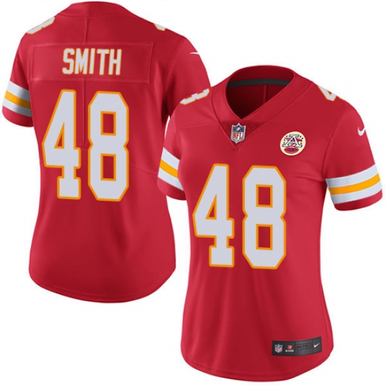 Women's Nike Kansas City Chiefs #48 Terrance Smith Red Team Color Vapor Untouchable Limited Player NFL Jersey - Ujersey