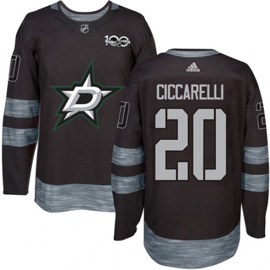 Men's Adidas Dallas Stars #20 Dino Ciccarelli Authentic Black 1917-2017 100th Anniversary NHL Jersey - Ujersey