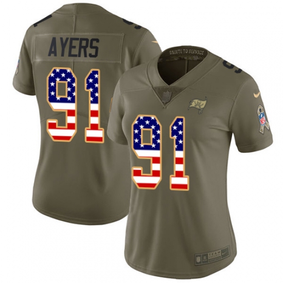 Women's Nike Tampa Bay Buccaneers #91 Robert Ayers Limited Olive/USA Flag 2017 Salute to Service NFL Jersey - Ujersey
