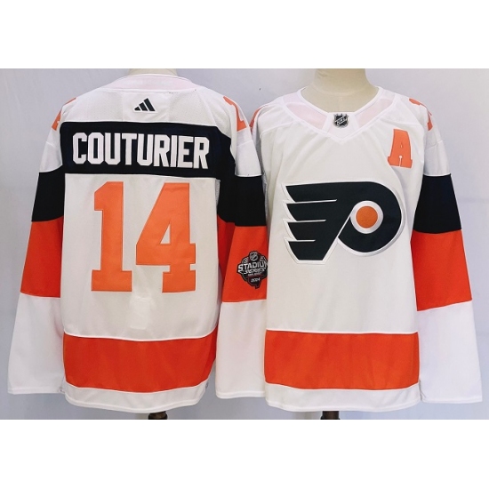 Men's Philadelphia Flyers #14 Sean Couturier White 2024 Stadium Series Stitched Jersey - Ujersey