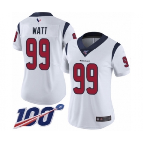 Women's Nike Houston Texans #99 J.J. Watt White Vapor Untouchable Limited Player 100th Season NFL Jersey - Ujersey