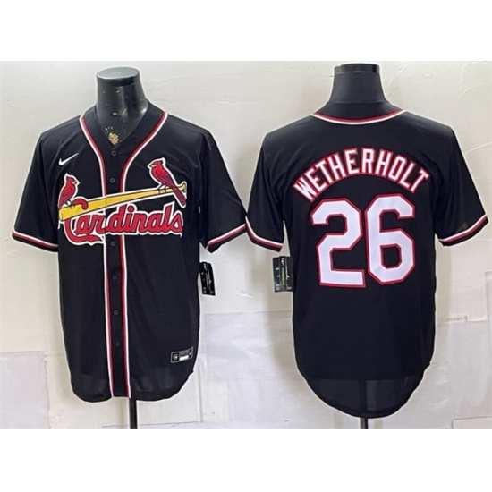 Men's St. Louis Cardinals #26 JJ Wetherholt 2026 Fashion Replica Black Out Stitched Baseball Jersey - Ujersey