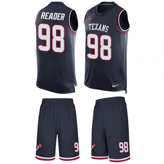 Men's Nike Houston Texans #98 D.J. Reader Limited Navy Blue Tank Top Suit NFL Jersey - Ujersey