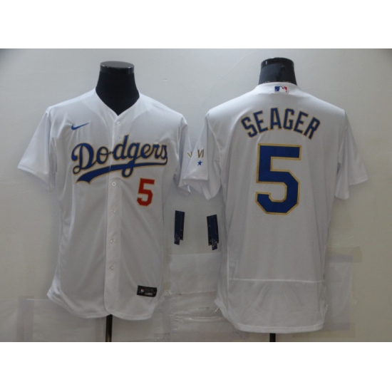 Men's Nike Los Angeles Dodgers #5 Corey Seager White Champions Authentic Jersey - Ujersey