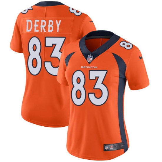 Women's Nike Denver Broncos #83 A.J. Derby Orange Team Color Vapor Untouchable Limited Player NFL Jersey - Ujersey