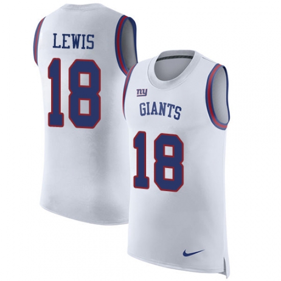 Men's Nike New York Giants #18 Roger Lewis White Rush Player Name & Number Tank Top NFL Jersey - Ujersey